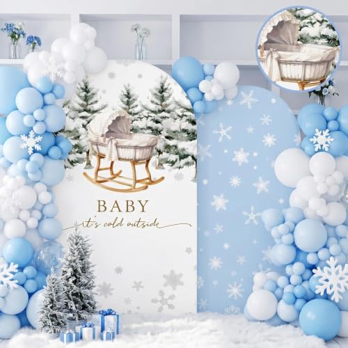 2 Set Baby It's Cold Outerside Arch Backdrop Cover 7.2ft 6.6ft in 7.2 feet x 6.6 feet in Blue, alternate view 5