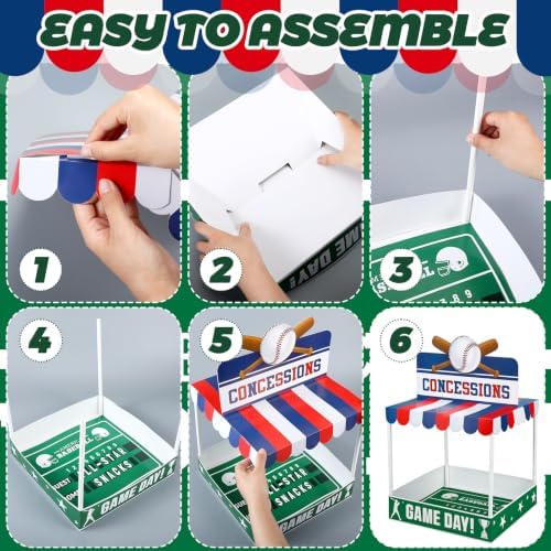 2 Set Baseball Party Decor Concession Treat Stand 20.5" x 12", alternate view 4