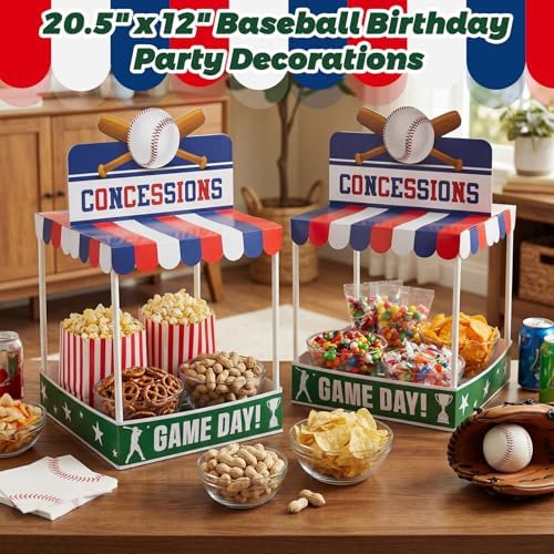 2 Set Baseball Party Decor Concession Treat Stand 20.5" x 12", alternate view 6