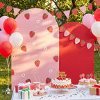 2 Set Berry First Birthday Party Arch Backdrop Cover 7.2ft 6.6ft in 87 x 47 inch and 79 x 39 inch in Red