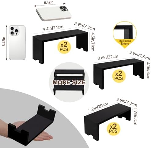 2 Set Black Display Risers Small Wooden Perfume Riser for Display Stand 6Pcs 3 Tiered Cologne Shelf Men, alternate view 3