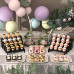 2 Set Black Wooden Tiered Riser Display Stands for Vendor Events, Stackable Wood Cupcake Stand, Farmhouse Decor, alternate