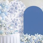 2 Set Blue Floral Arch Cover Stretchy Wedding Party Backdrop, alternate view 5