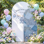 2 Set Blue Jean Baby Shower Arch Backdrop Cover 7.2ft 6.6ft in 7.2ft x 4ft and 6.6ft x 3.3ft in Blue, alternate view 6