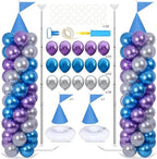 2 Set Blue Princess Castle Balloon Column Stand Kit Adjustable Decor
