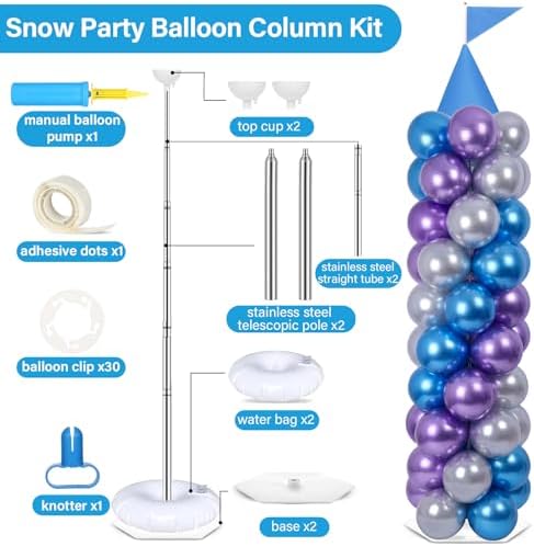 2 Set Blue Princess Castle Balloon Column Stand Kit Adjustable Decor, alternate view 3