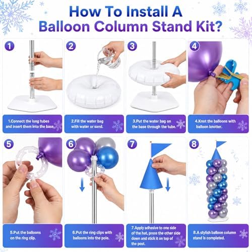 2 Set Blue Princess Castle Balloon Column Stand Kit Adjustable Decor, alternate view 5
