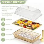 2 Set Chilled Serving Trays for Parties Keep Food Cold Outside Party in Full Gold, alternate view 3