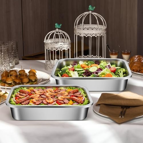 2-Set Chilled Serving Trays with Ice Trays, Shrimp Cocktail Serving Dish in Silver, alternate view 2