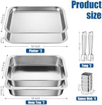 2-Set Chilled Serving Trays with Ice Trays, Shrimp Cocktail Serving Dish in Silver, alternate view 3