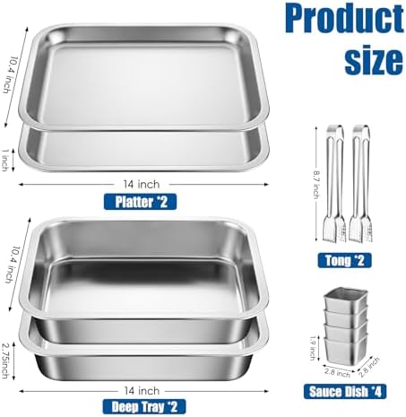2-Set Chilled Serving Trays with Ice Trays, Shrimp Cocktail Serving Dish in Silver, alternate view 3
