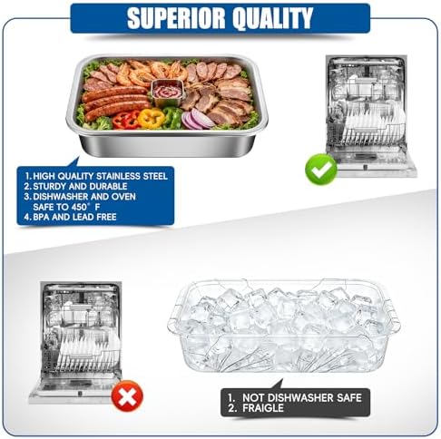 2-Set Chilled Serving Trays with Ice Trays, Shrimp Cocktail Serving Dish in Silver, alternate view 5