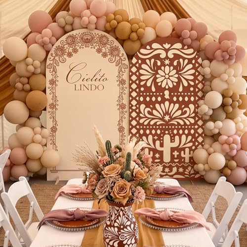 2 Set Cielito Lindo Arch Cover 7.2ft 6.6ft, Brown Stretchy in 7.2 x 4 ft and 6.6 x 3.3 ft in Brown, alternate view 3