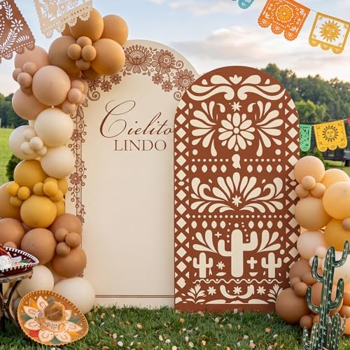 2 Set Cielito Lindo Arch Cover 7.2ft 6.6ft, Brown Stretchy in 7.2 x 4 ft and 6.6 x 3.3 ft in Brown, alternate view 6