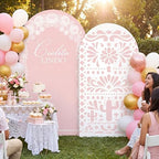 2 Set Cielito Lindo Backdrop Cover 7.2ft 6.6ft Arch Pink in 87 x 47 inch and 79 x 39 inch in Pink