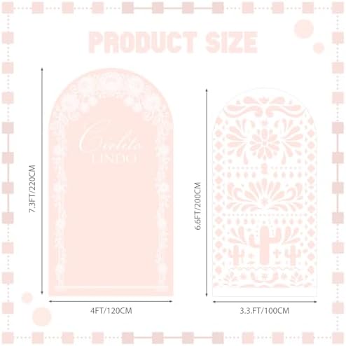 2 Set Cielito Lindo Backdrop Cover 7.2ft 6.6ft Arch Pink in 87 x 47 inch and 79 x 39 inch in Pink, alternate view 2