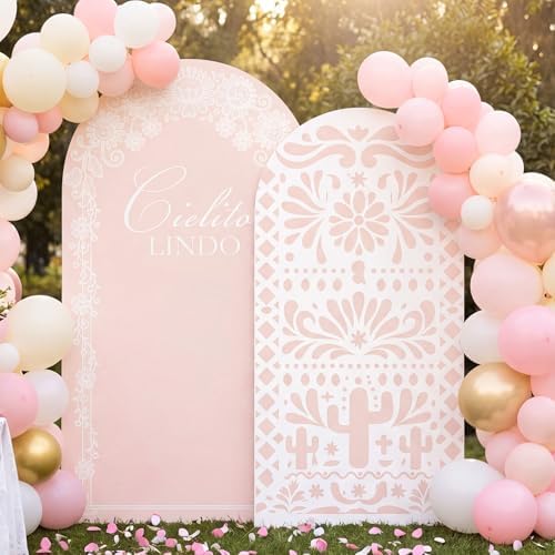 2 Set Cielito Lindo Backdrop Cover 7.2ft 6.6ft Arch Pink in 87 x 47 inch and 79 x 39 inch in Pink, alternate view 3