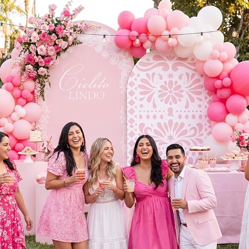 2 Set Cielito Lindo Backdrop Cover 7.2ft 6.6ft Arch Pink in 87 x 47 inch and 79 x 39 inch in Pink, alternate view 4