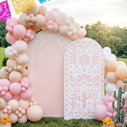 2 Set Cielito Lindo Backdrop Cover 7.2ft 6.6ft Arch Pink in 87 x 47 inch and 79 x 39 inch in Pink, alternate view 5