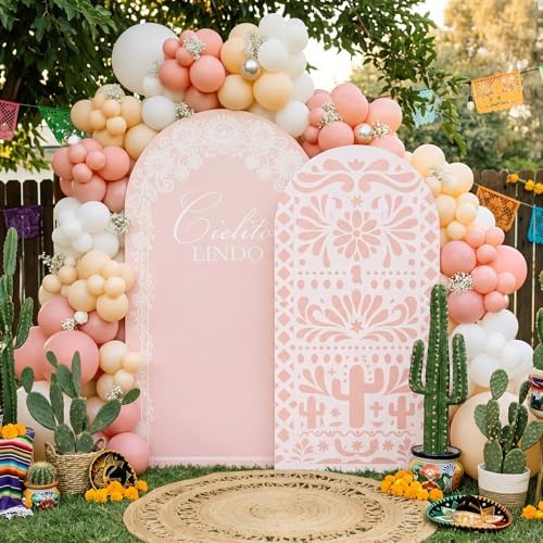 2 Set Cielito Lindo Backdrop Cover 7.2ft 6.6ft Arch Pink in 87 x 47 inch and 79 x 39 inch in Pink, alternate view 6