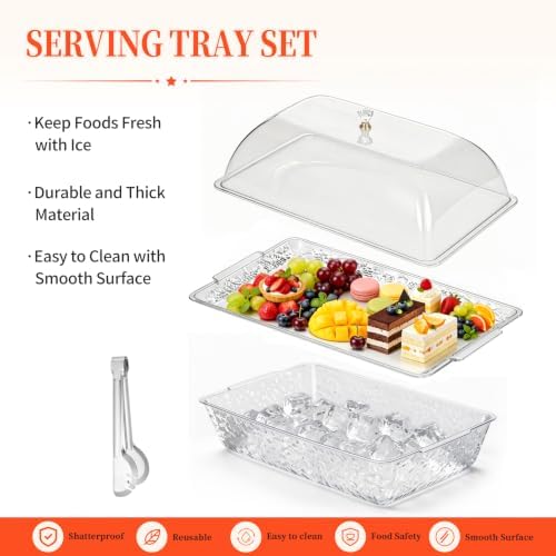2 Set Cold Food Buffet Server Chilled Serving Tray, alternate view 2