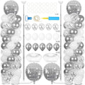 2 Set Disco Ball Balloon Column Stand Adjustable Silver Disco Balloon Decor