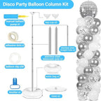 2 Set Disco Ball Balloon Column Stand Adjustable Silver Disco Balloon Decor, alternate view 3
