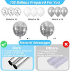 2 Set Disco Ball Balloon Column Stand Adjustable Silver Disco Balloon Decor, alternate view 4