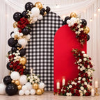 2 Set Gingham Arch Backdrop Cover 7.2ft 6.6ft Arch Cover, Black, Red in Red, alternate view 4