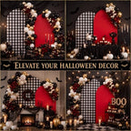 2 Set Gingham Arch Backdrop Cover 7.2ft 6.6ft Arch Cover, Black, Red in Red, alternate view 6