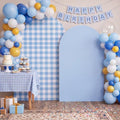 2 Set Gingham Arch Backdrop Cover 7.2ft 6.6ft Arch Cover, Blue in Blue