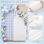 2 Set Gingham Arch Backdrop Cover 7.2ft 6.6ft Arch Cover, Blue, White in White, alternate view 3