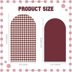 2 Set Gingham Arch Backdrop Cover 7.2ft 6.6ft Arch Cover, Burgundy, alternate view 2