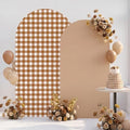 2 Set Gingham Arch Backdrop Cover 7.2ft 6.6ft Arch Cover, Khaki in Khaki
