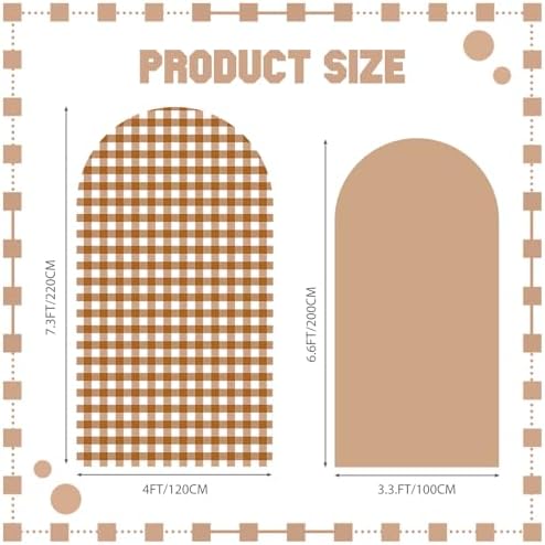 2 Set Gingham Arch Backdrop Cover 7.2ft 6.6ft Arch Cover, Khaki in Khaki, alternate view 2