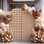 2 Set Gingham Arch Backdrop Cover 7.2ft 6.6ft Arch Cover, Khaki in Khaki, alternate view 4