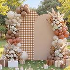 2 Set Gingham Arch Backdrop Cover 7.2ft 6.6ft Arch Cover, Khaki in Khaki, alternate view 6