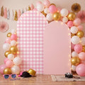 2 Set Gingham Arch Backdrop Cover 7.2ft 6.6ft Arch Cover, Pink in Pink