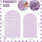 2 Set Gingham Arch Backdrop Cover 7.2ft 6.6ft Arch Cover, Purple, alternate view 2