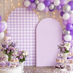 2 Set Gingham Arch Backdrop Cover 7.2ft 6.6ft Arch Cover, Purple, alternate view 3