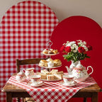 2 Set Gingham Arch Backdrop Cover 7.2ft 6.6ft Arch Cover, Red in Red, alternate view 5