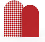 2 Set Gingham Arch Backdrop Cover 7.2ft 6.6ft Arch Cover, Red in Red, alternate view 6
