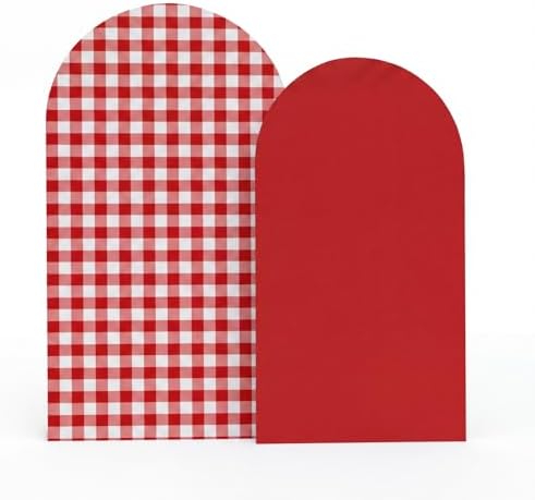 2 Set Gingham Arch Backdrop Cover 7.2ft 6.6ft Arch Cover, Red in Red, alternate view 6