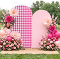 2 Set Gingham Arch Backdrop Cover 7.2ft 6.6ft Arch Cover, Rose Pink