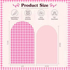 2 Set Gingham Arch Backdrop Cover 7.2ft 6.6ft Arch Cover, Rose Pink, alternate view 2