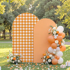 2 Set Gingham Arch Backdrop Cover 7.2ft 6.6ft Fall Orange Arch Cover
