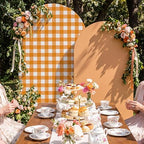 2 Set Gingham Arch Backdrop Cover 7.2ft 6.6ft Fall Orange Arch Cover, alternate view 5