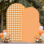 2 Set Gingham Arch Backdrop Cover 7.2ft 6.6ft Fall Orange Arch Cover, alternate view 6