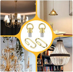 2 Set Gold 1/8-IP Lighting Loops with Link Buckle Connectors for Light Fixture Chandelier Chain Extension, Hook, alternate