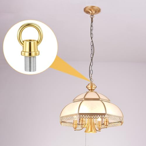 2 Set Gold 1/8-IP Lighting Loops with Link Buckle Connectors for Light Fixture Chandelier Chain Extension, Hook, alternate